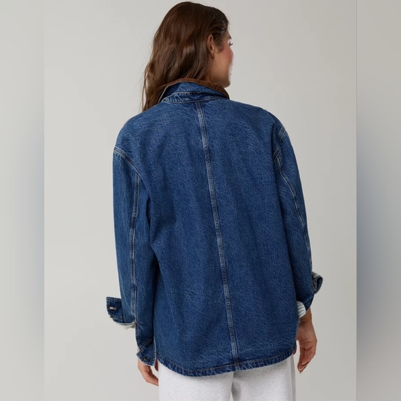 American Eagle Denim Barn Jacket Women's Chore Coat Blue Offline by Aerie - Picture 2 of 6